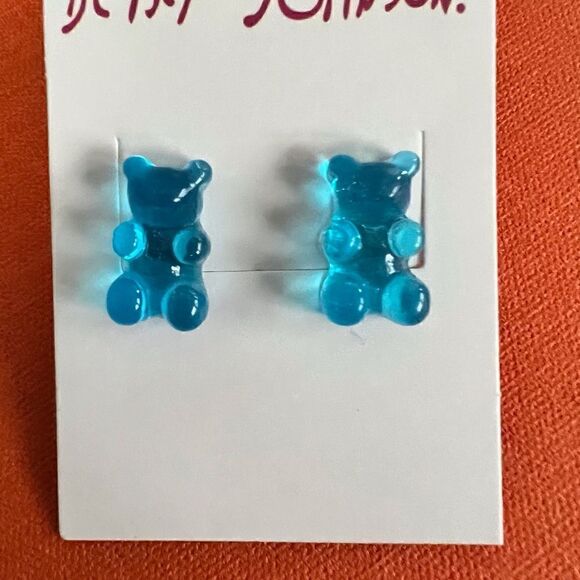 🩵 Betsey Johnson blue raspberry gummy bear studs 🩵 - Picture 3 of 5